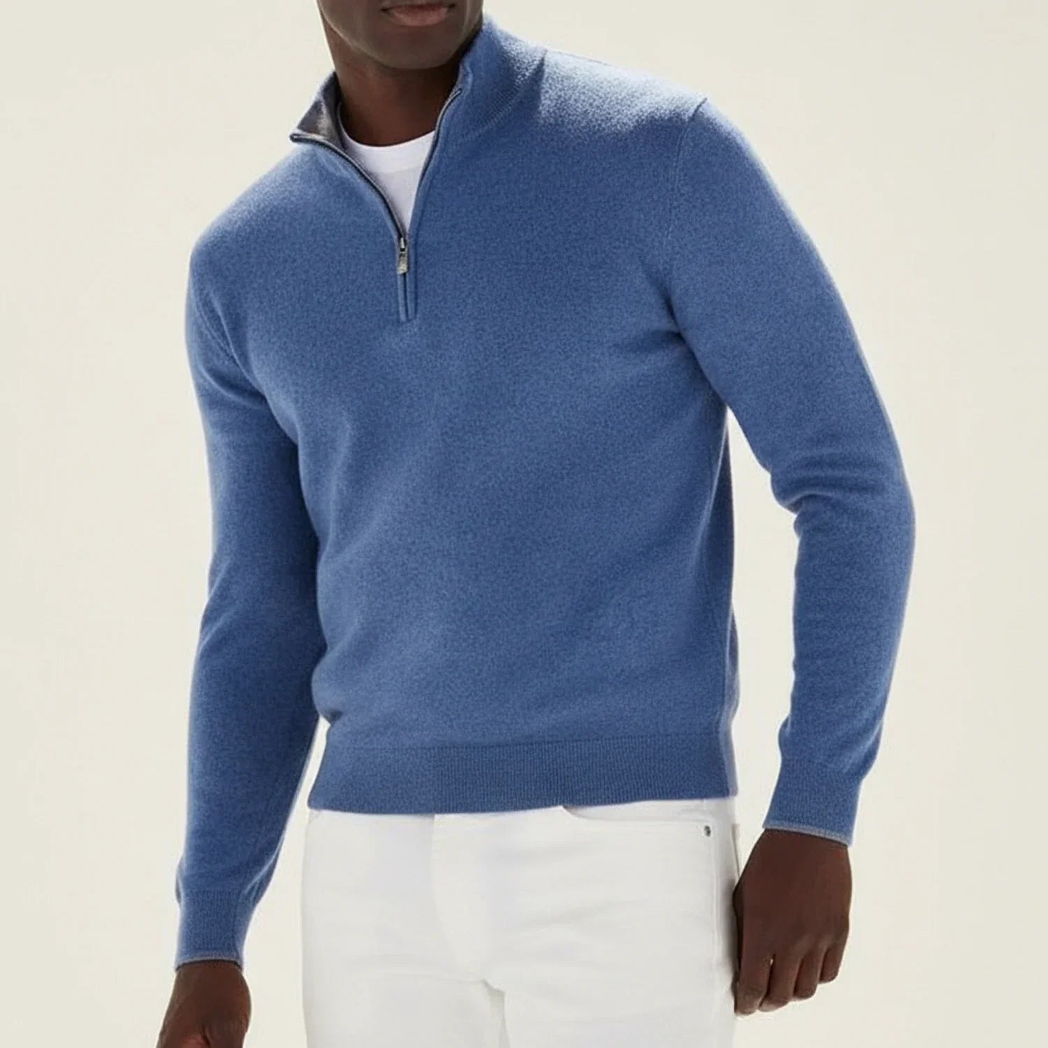 Axel | Men's Quarter Zip Sweater Black Crew Neck