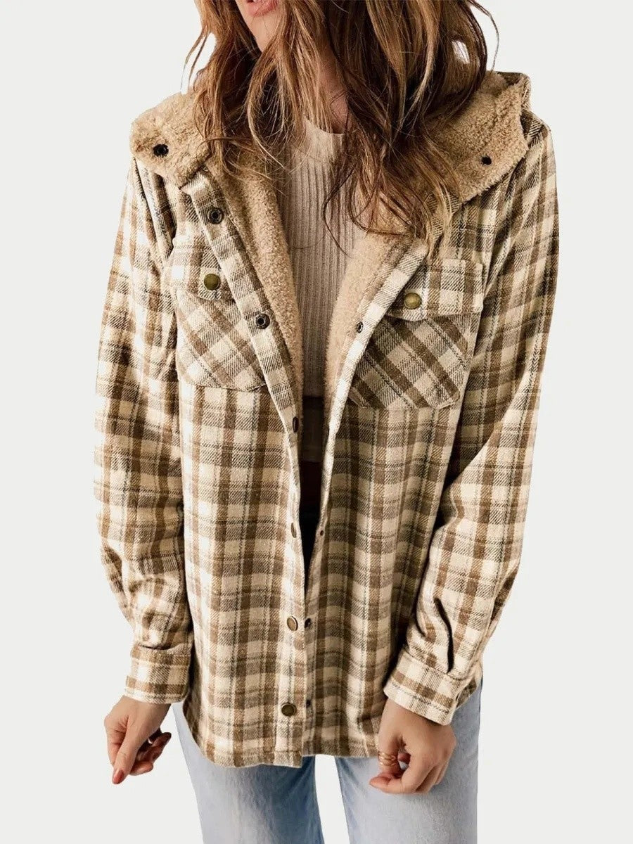Dama Washington Bianca hooded plaid jacket - front view