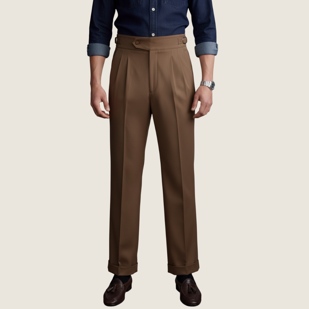 Arlo | Men's Pleated Dress Pants Cream
