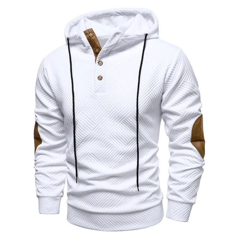 Axel | Men's Quilted Hoodie Jacket Gray Diagonal Pattern