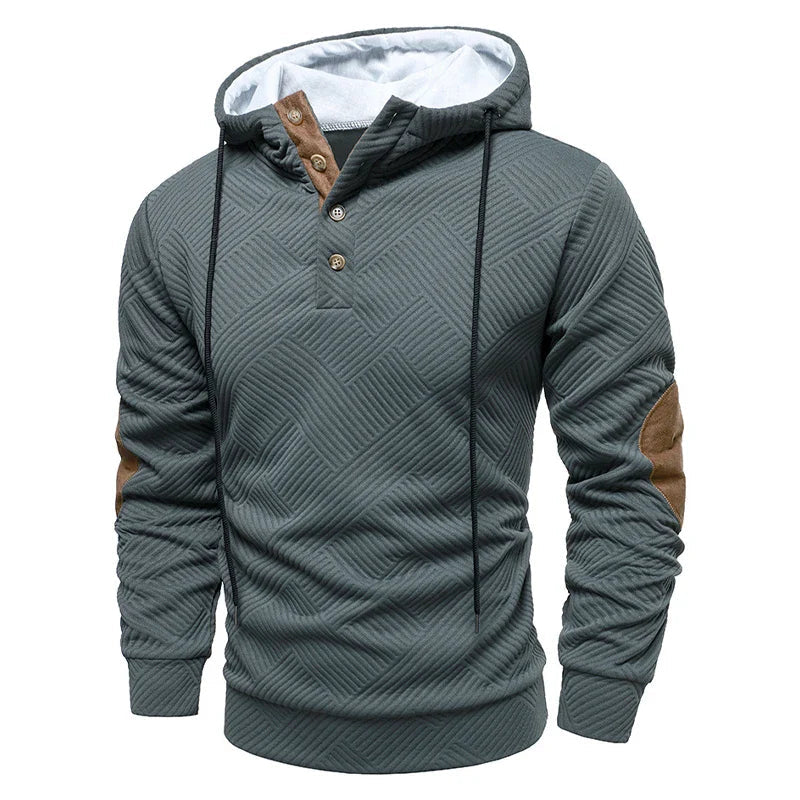 Axel | Men's Quilted Hoodie Jacket Gray Diagonal Pattern
