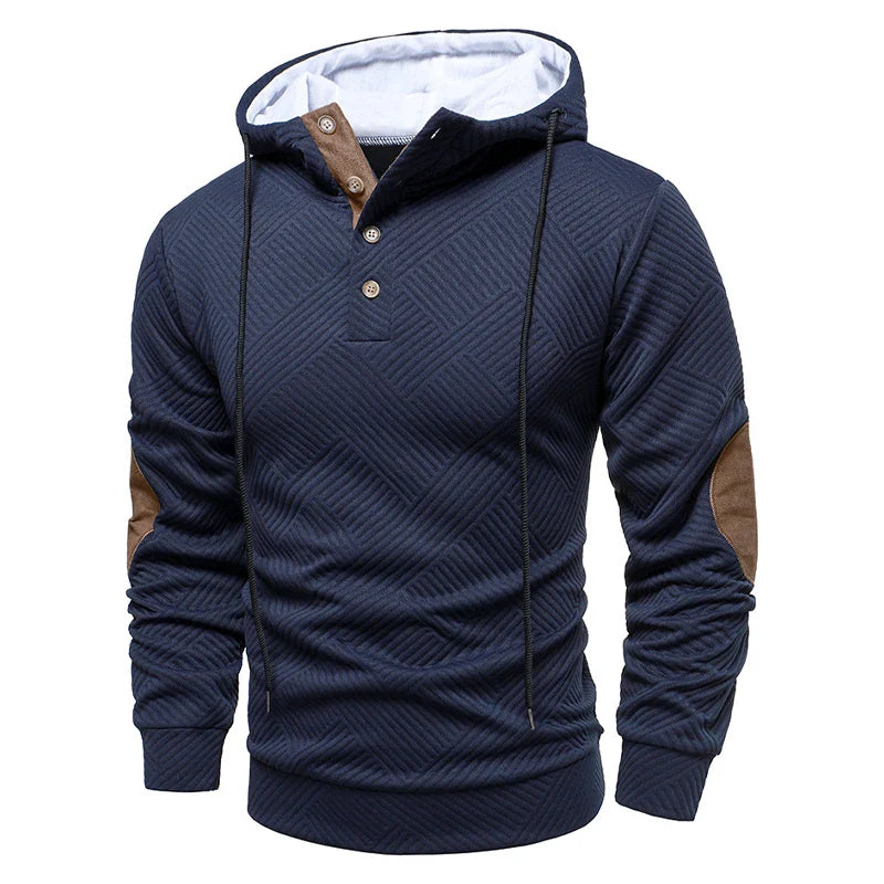 Axel | Men's Quilted Hoodie Jacket Gray Diagonal Pattern