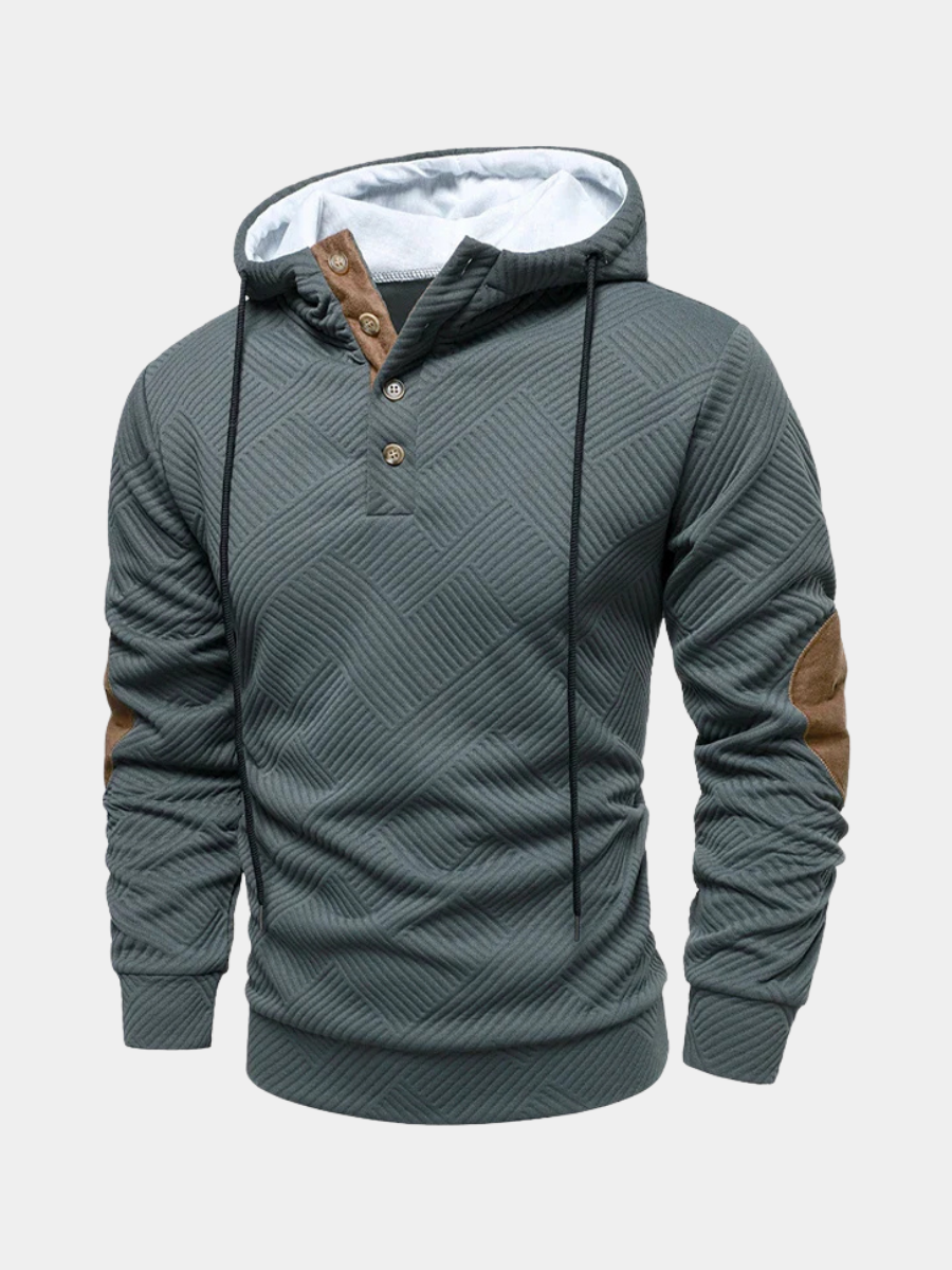 Axel | Men's Quilted Hoodie Jacket Gray Diagonal Pattern