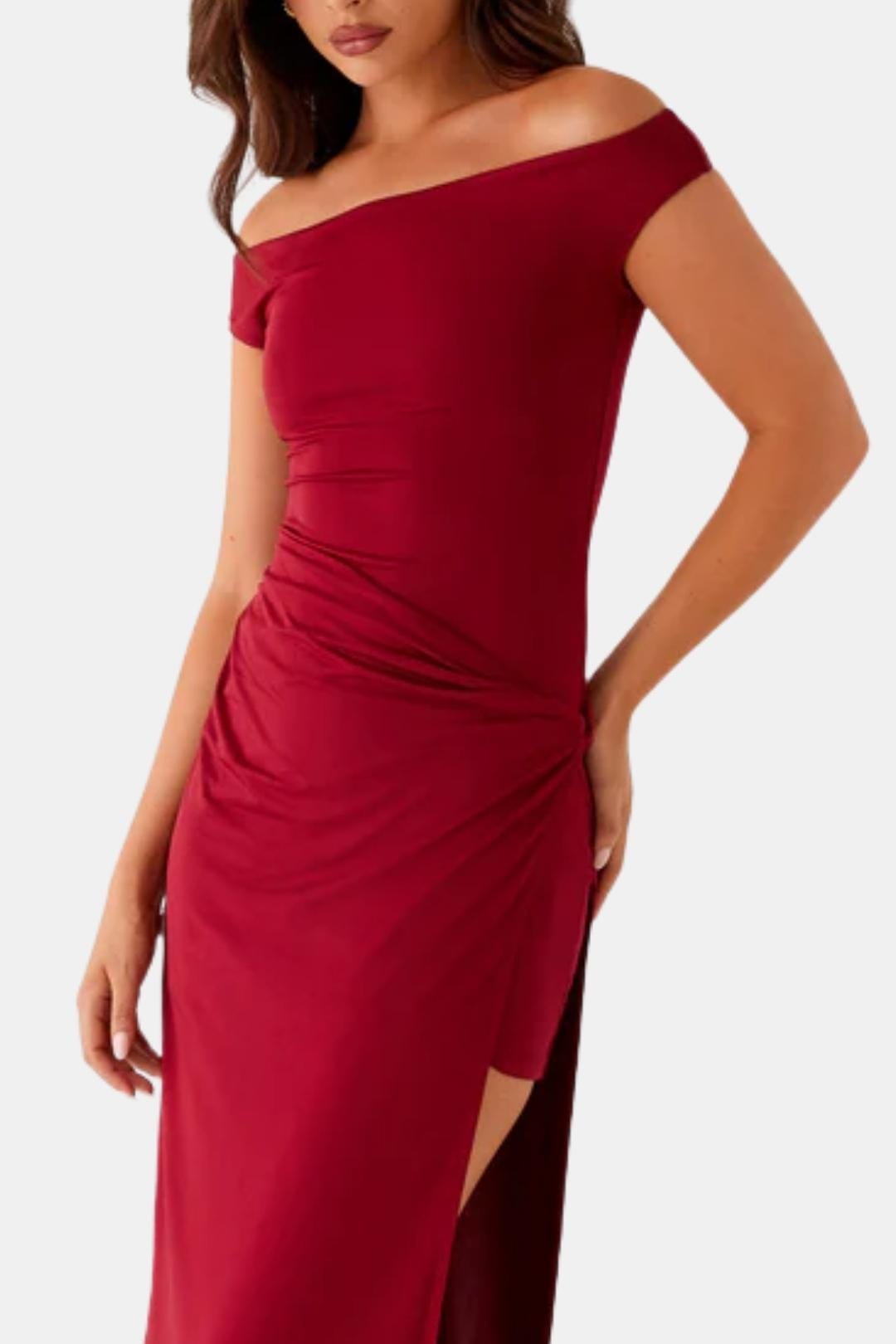Ada | Women's Off Shoulder Maxi Dress Red