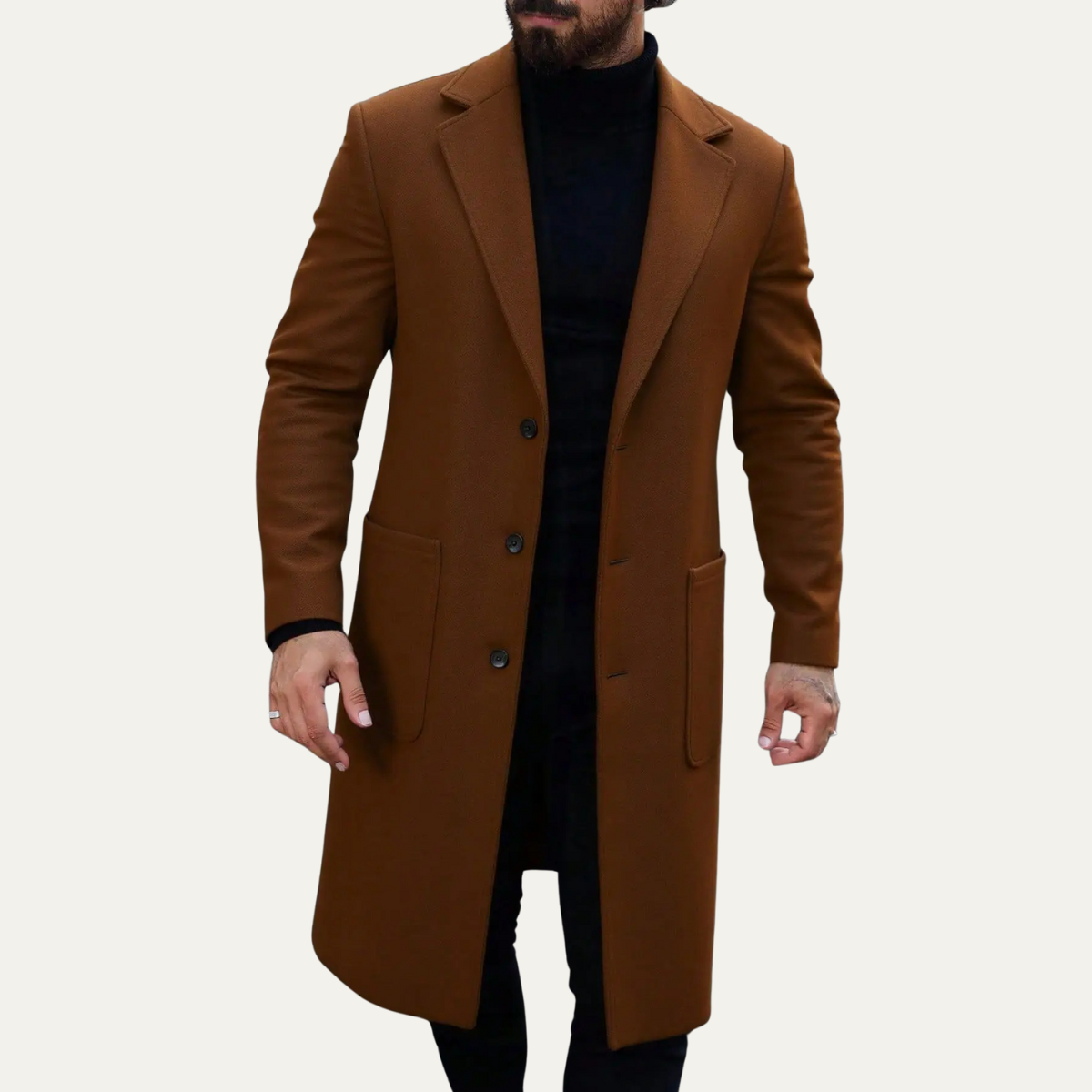Callum | Men's Wool Overcoat Brown Classic Tailored