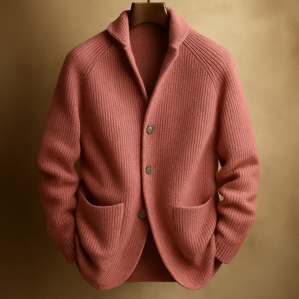 Arlo | Men's Casual Cable Knit Cardigan Rose