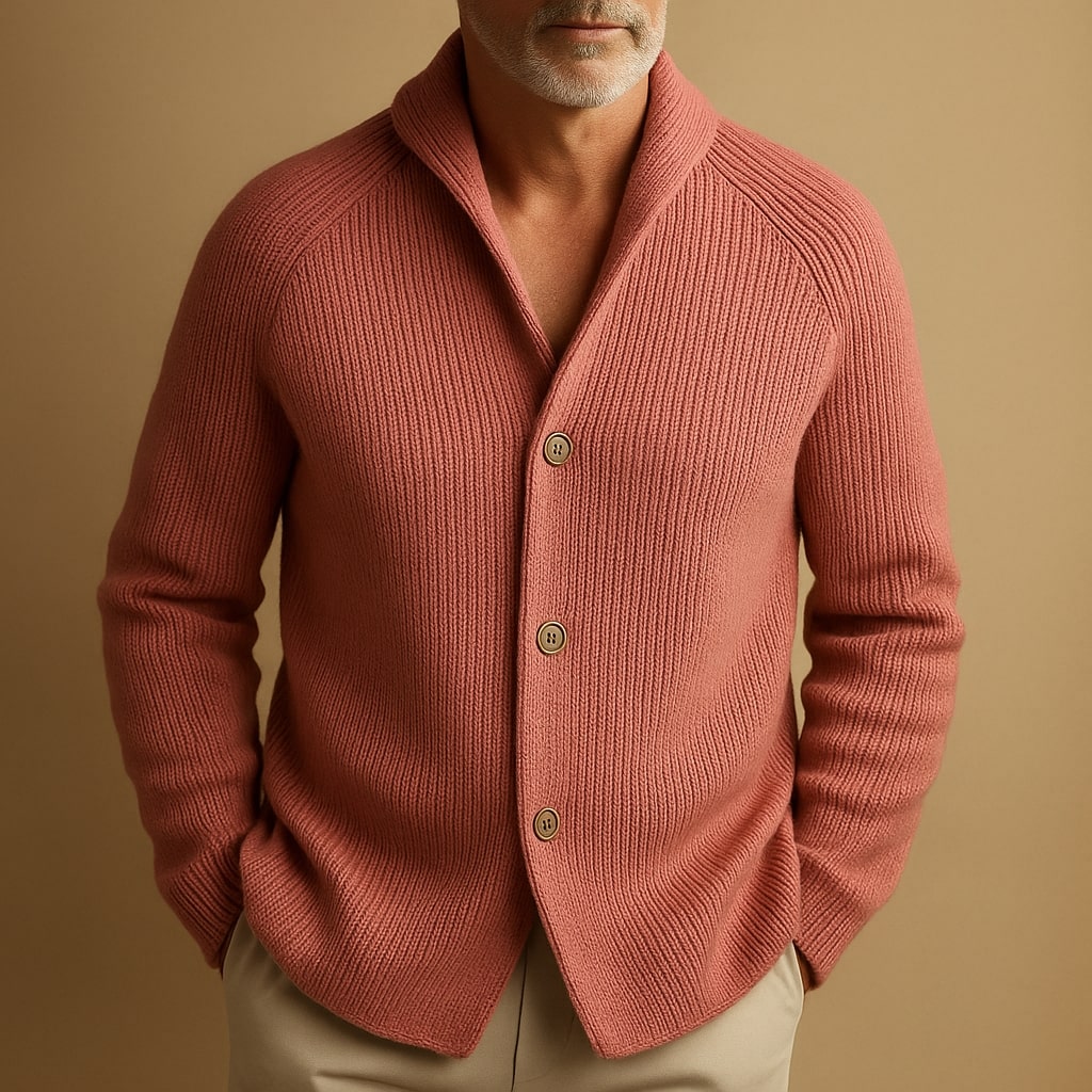Arlo | Men's Casual Cable Knit Cardigan Rose