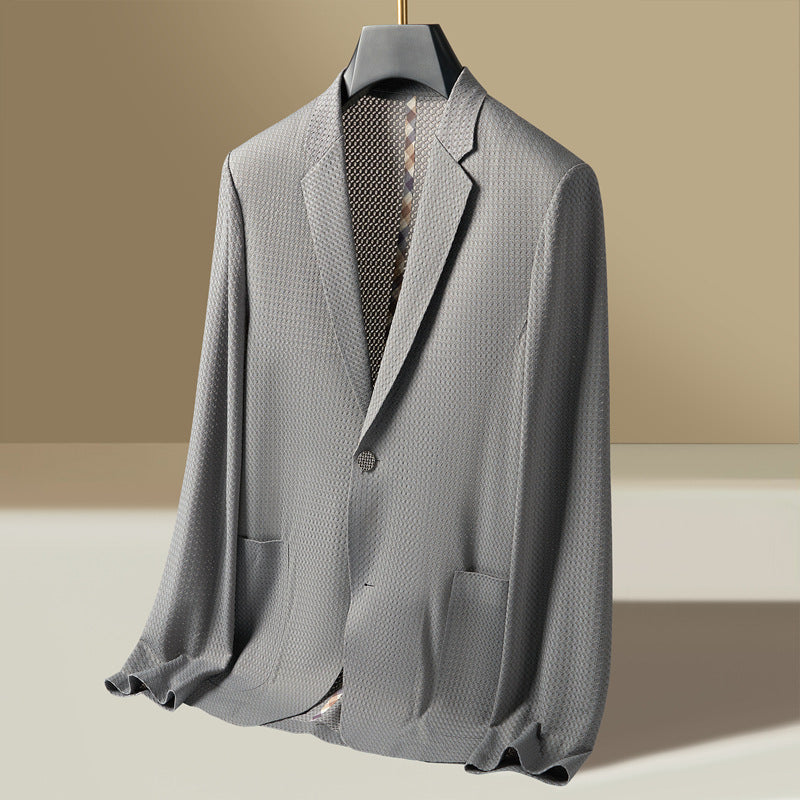 Voss | Men's Casual Blazer Charcoal Textured Knit
