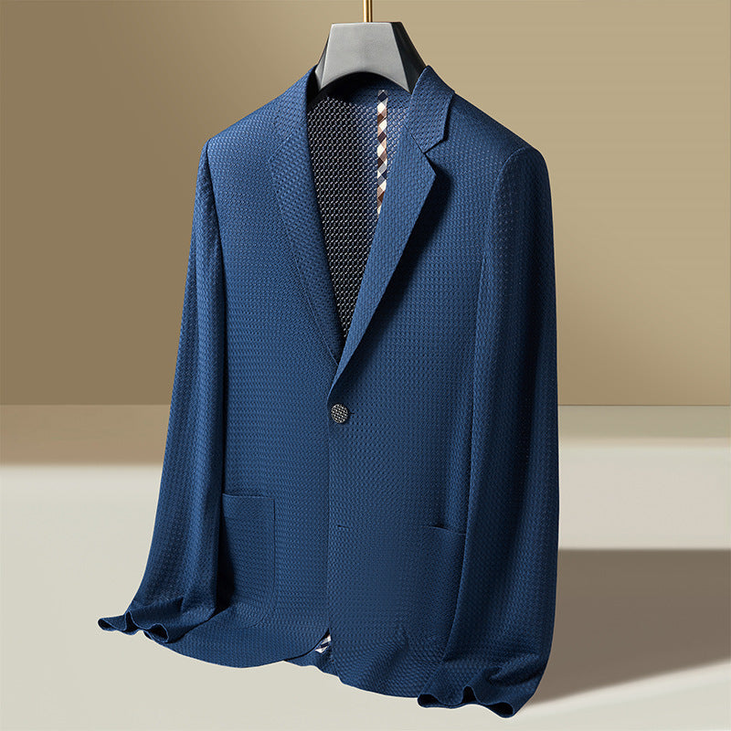 Voss | Men's Casual Blazer Charcoal Textured Knit