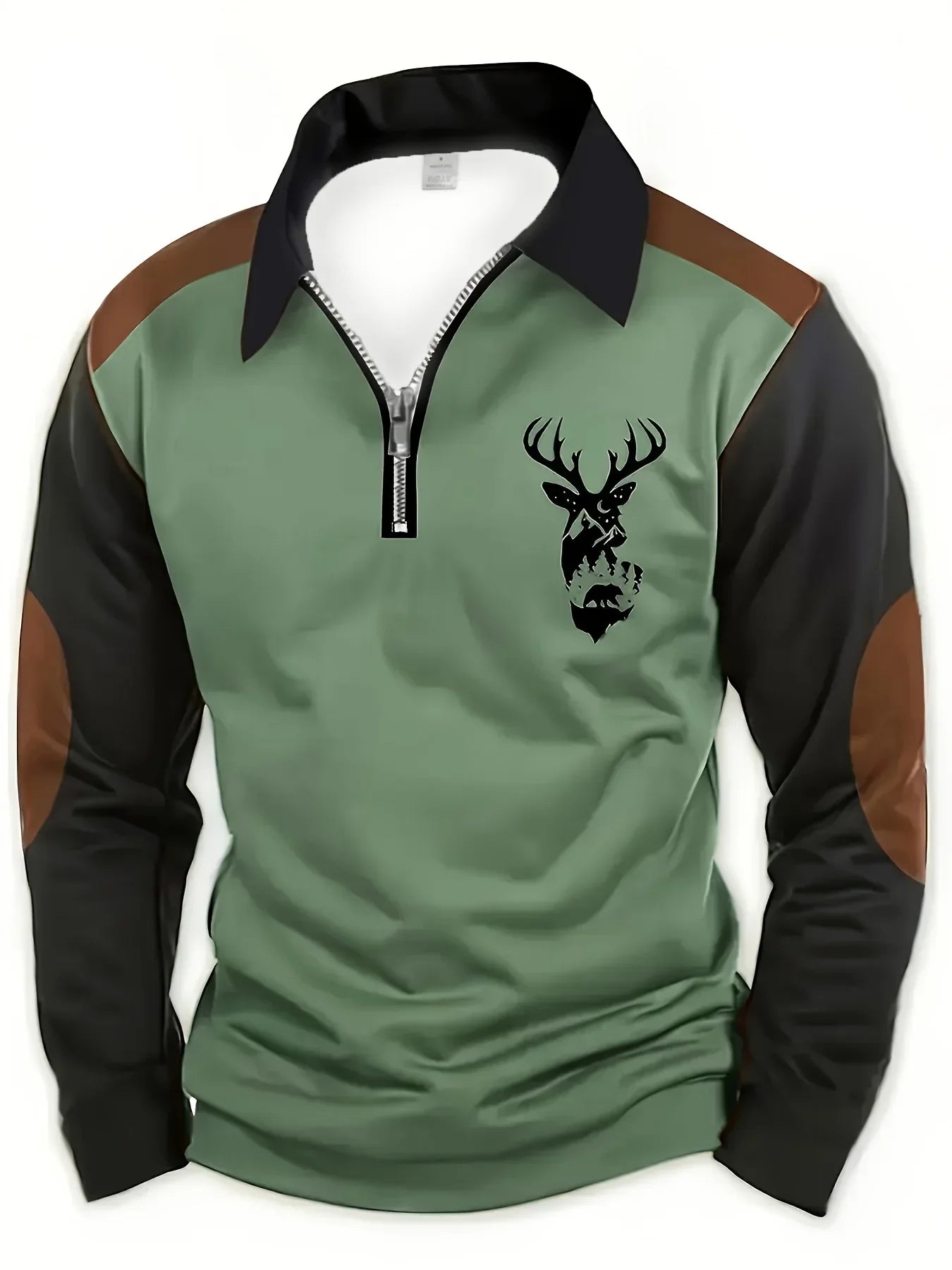 Rhys | Men's Colorblock Quarter Zip Pullover Gray Black Brown