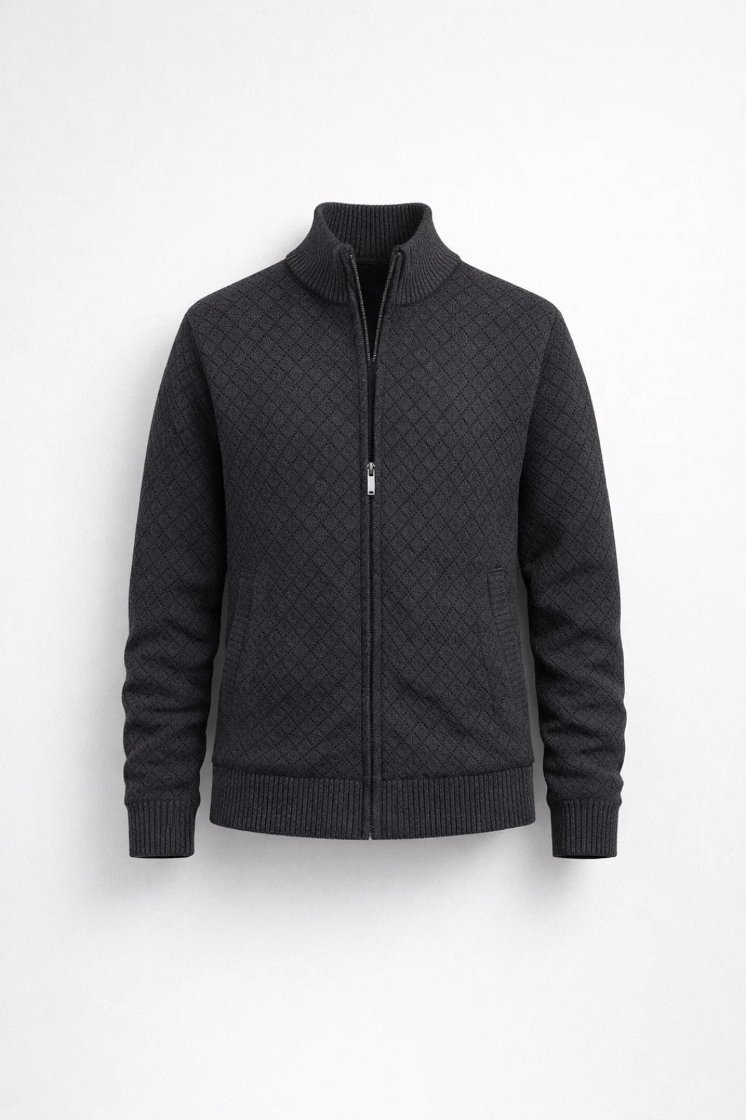 Axel | Men's Cable Knit Cardigan Sweater Black Zip Up