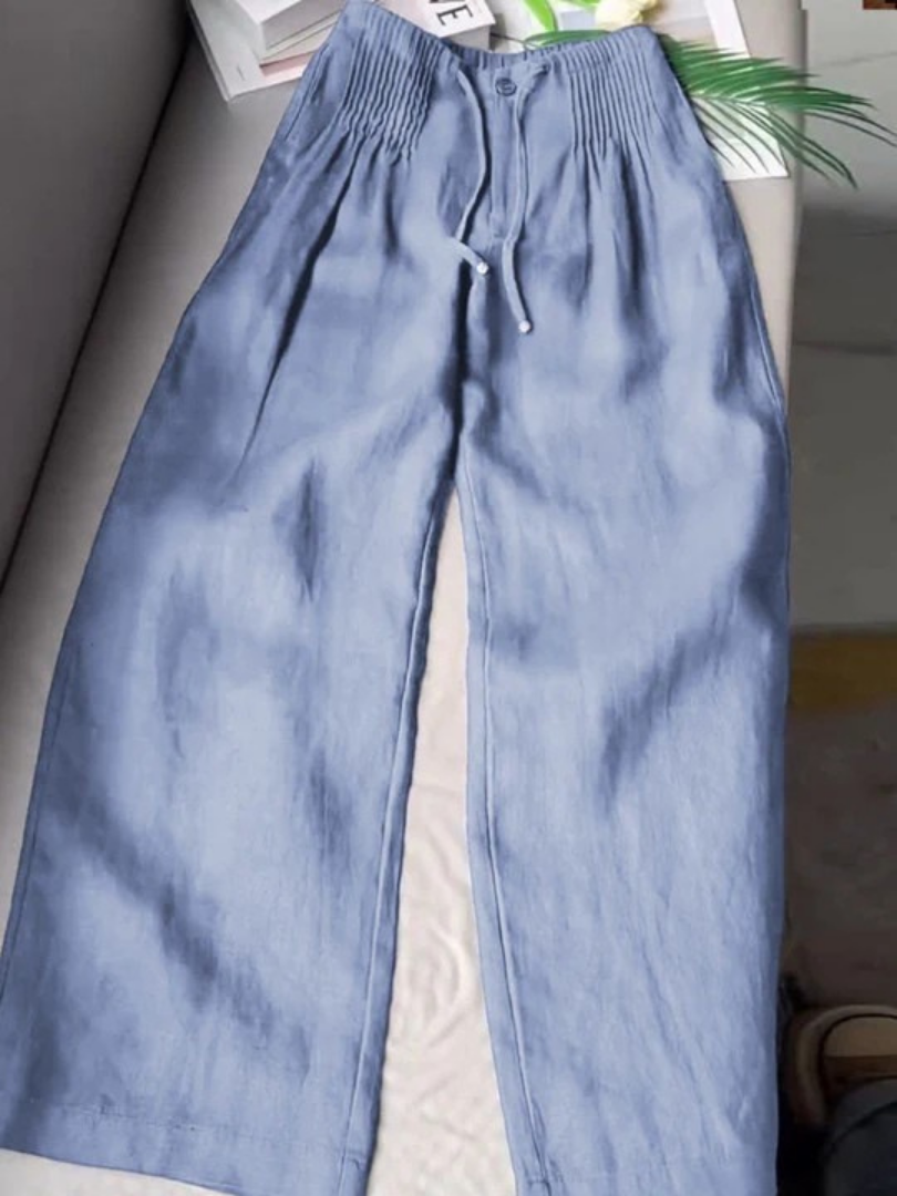 Ivy | Women's Wide Leg Linen Pants Light Blue