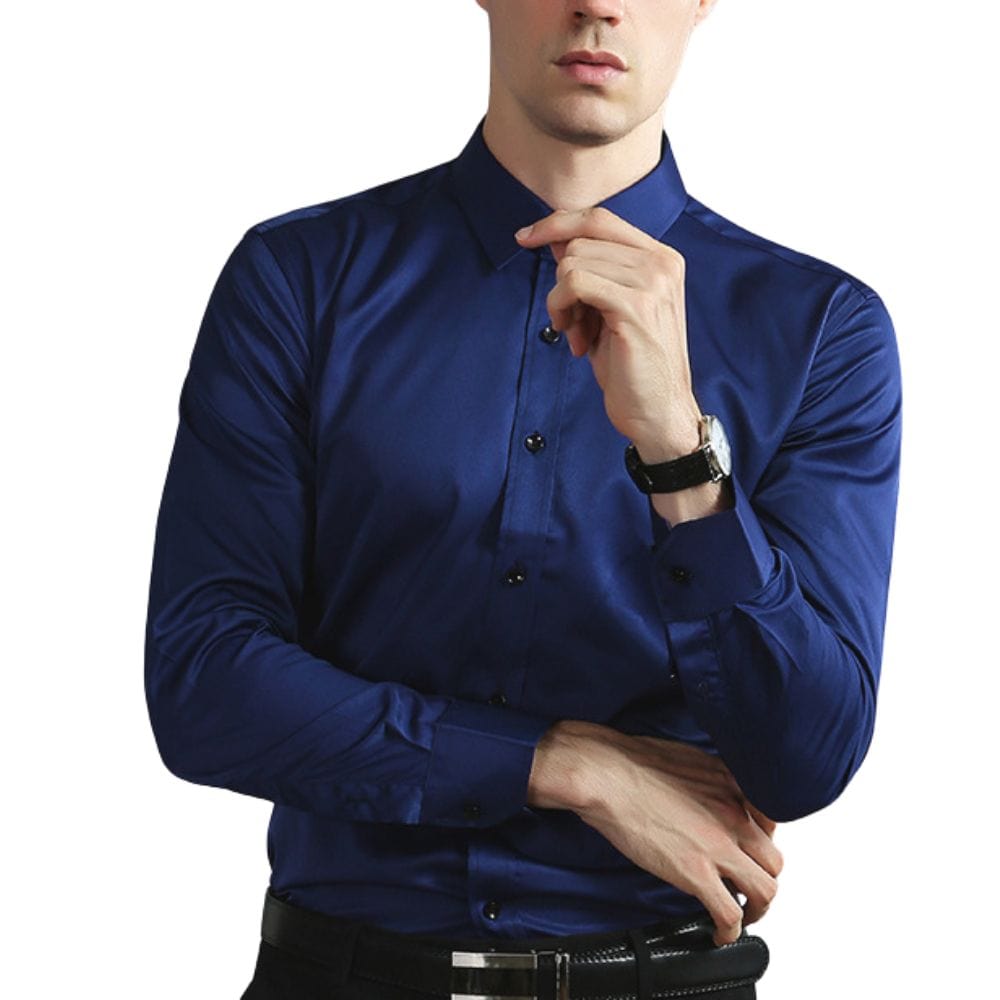 Trent | Men's Button Up Dress Shirt Black Long Sleeve