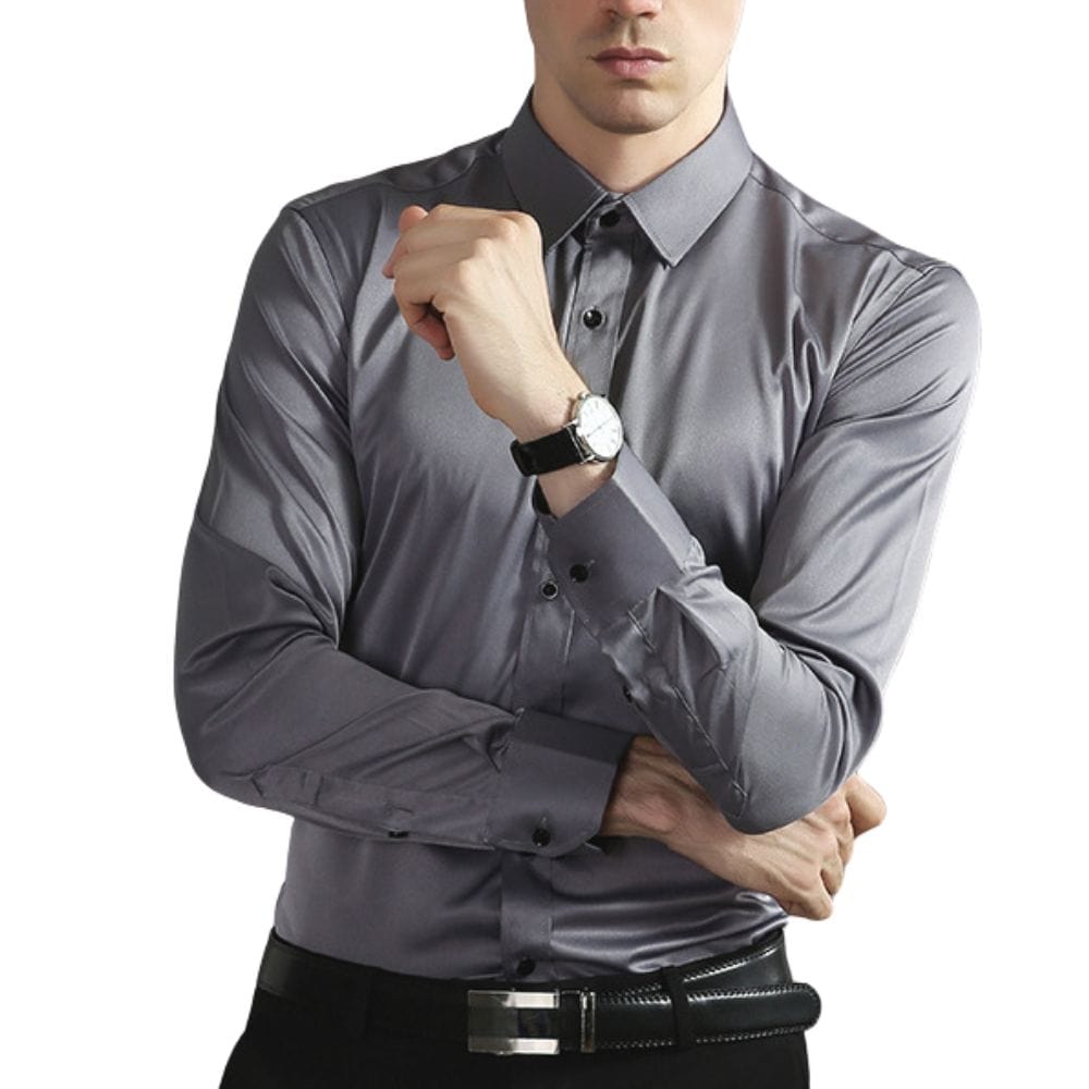 Trent | Men's Button Up Dress Shirt Black Long Sleeve