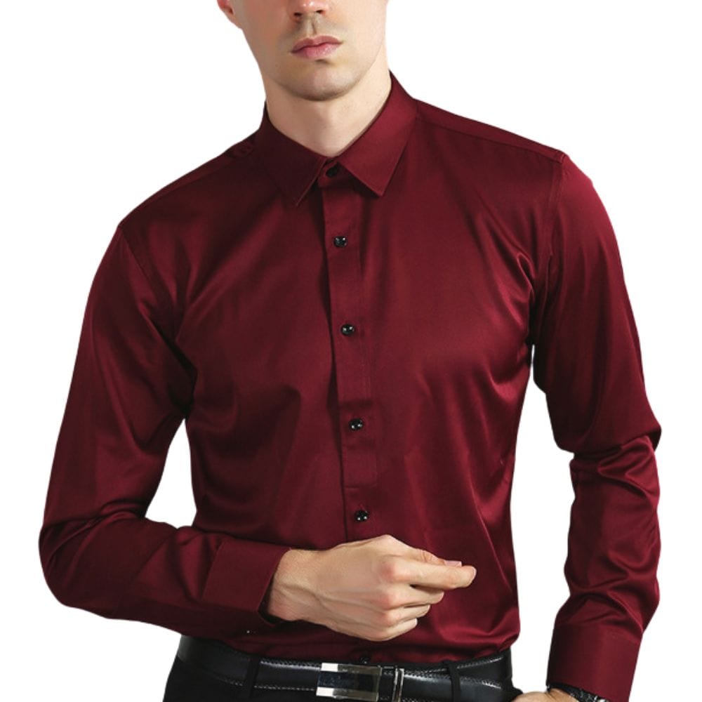 Trent | Men's Button Up Dress Shirt Black Long Sleeve
