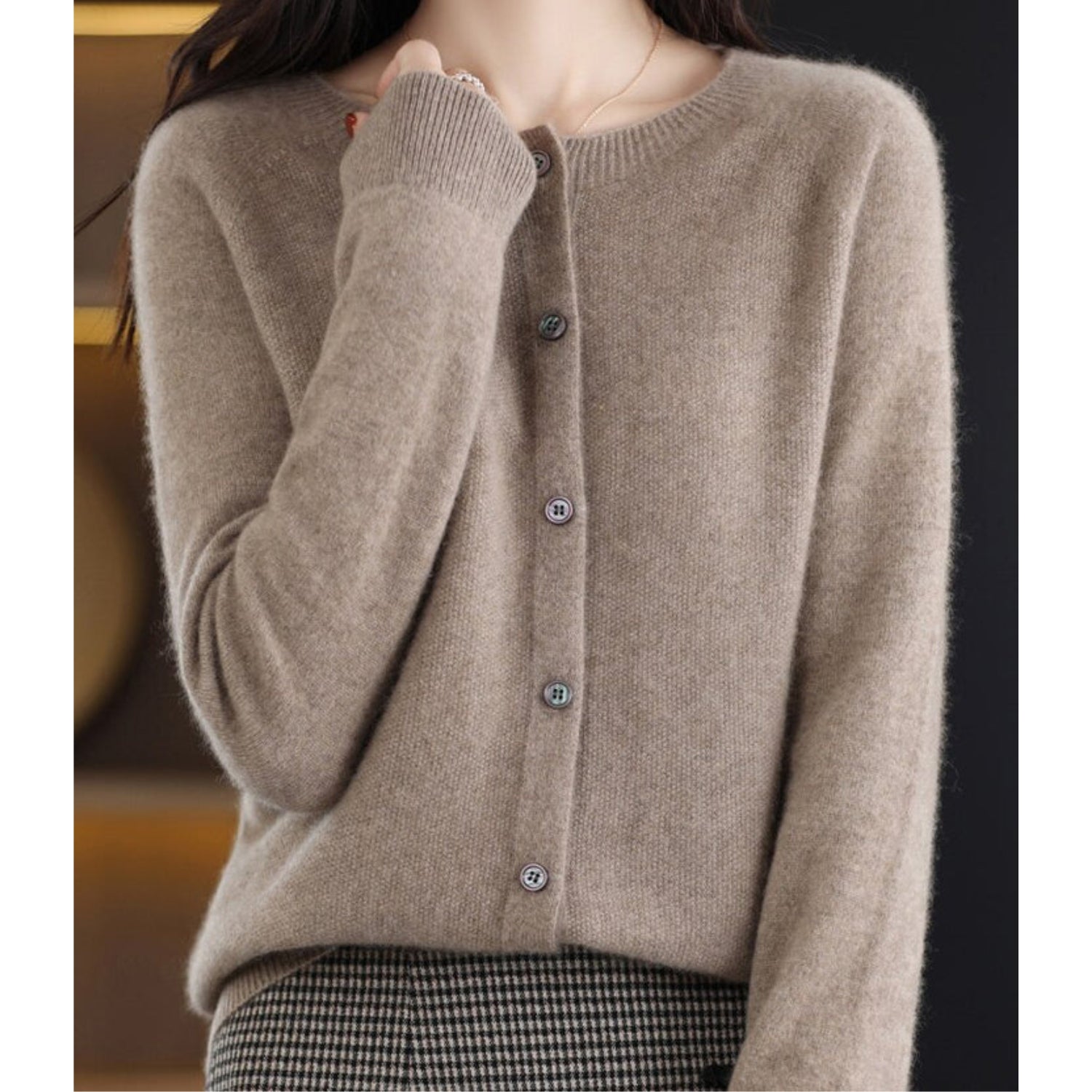 Nola | Women's Knit Cardigan Button Front Cream Long Sleeve