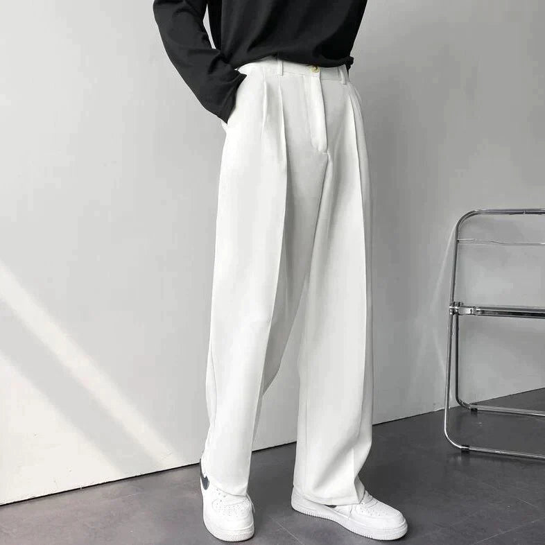 Axel | Men's Pleated Wide Leg Dress Pants Black
