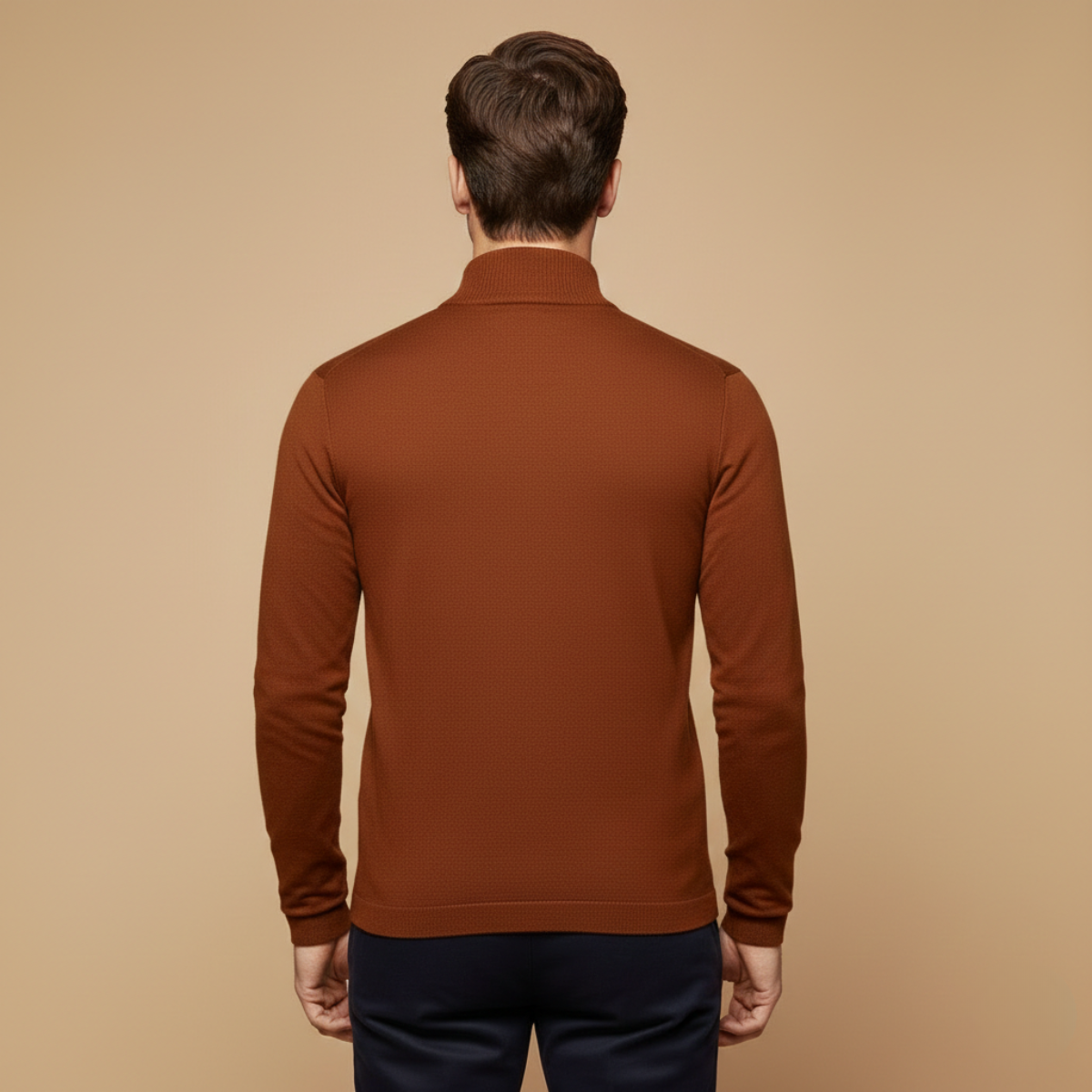 Voss | Men's Quarter Zip Sweater Burnt Orange