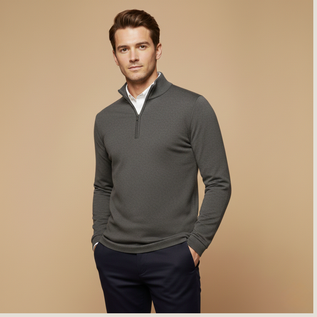 Voss | Men's Quarter Zip Sweater Burnt Orange