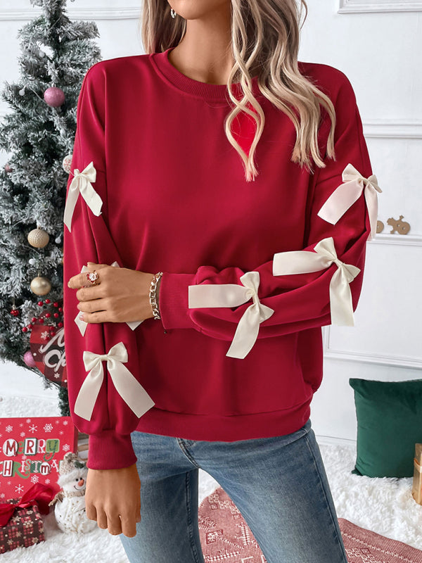 Dama Washington Almira women's bow sleeve crew neck sweater - front view