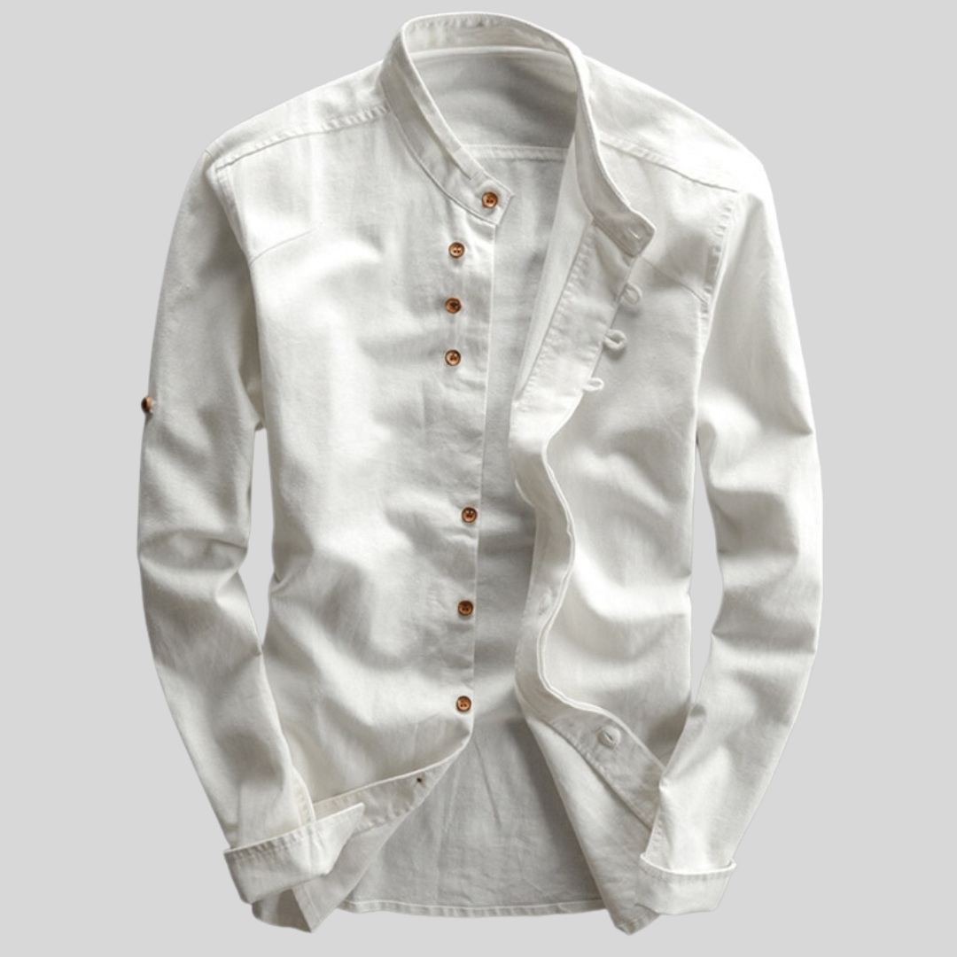 Ford | Men's Linen Shirt Cream Long Sleeve Button Up