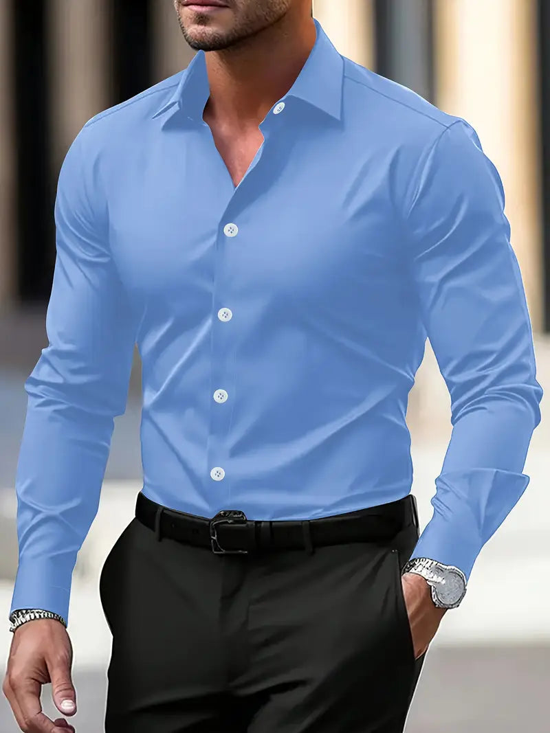 Axel | Men's Dress Shirt Black Long Sleeve Button Up