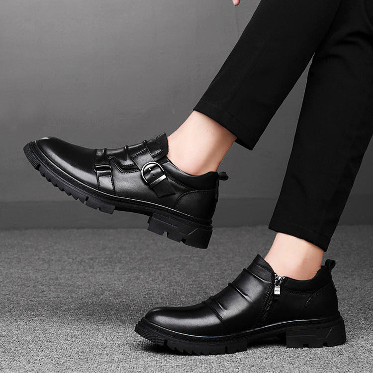 Axel | Men's Black Leather Oxford Shoes Buckle Detail