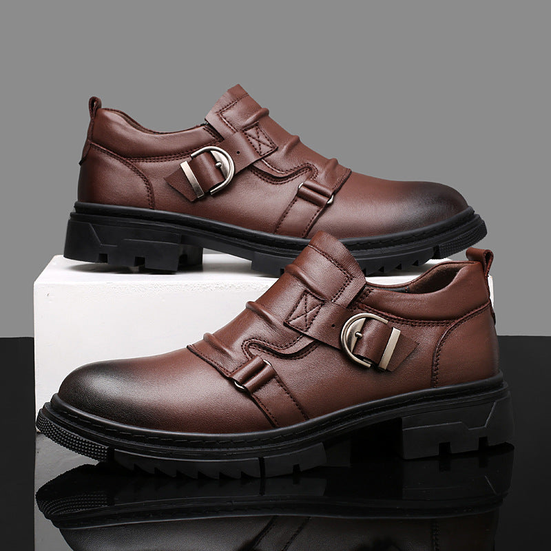 Axel | Men's Black Leather Oxford Shoes Buckle Detail