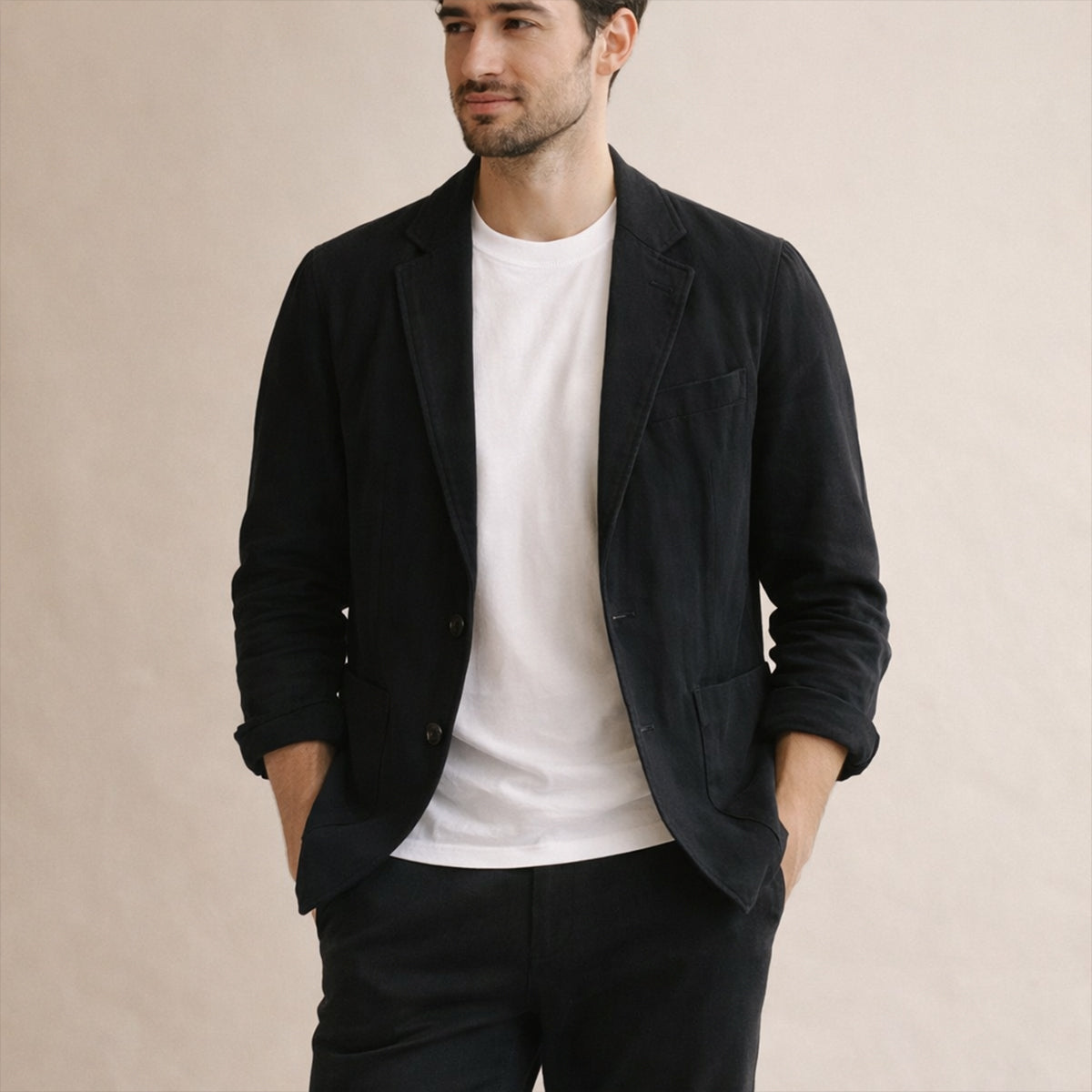 Roan | Men's Casual Linen Blazer Charcoal Gray Single Breasted