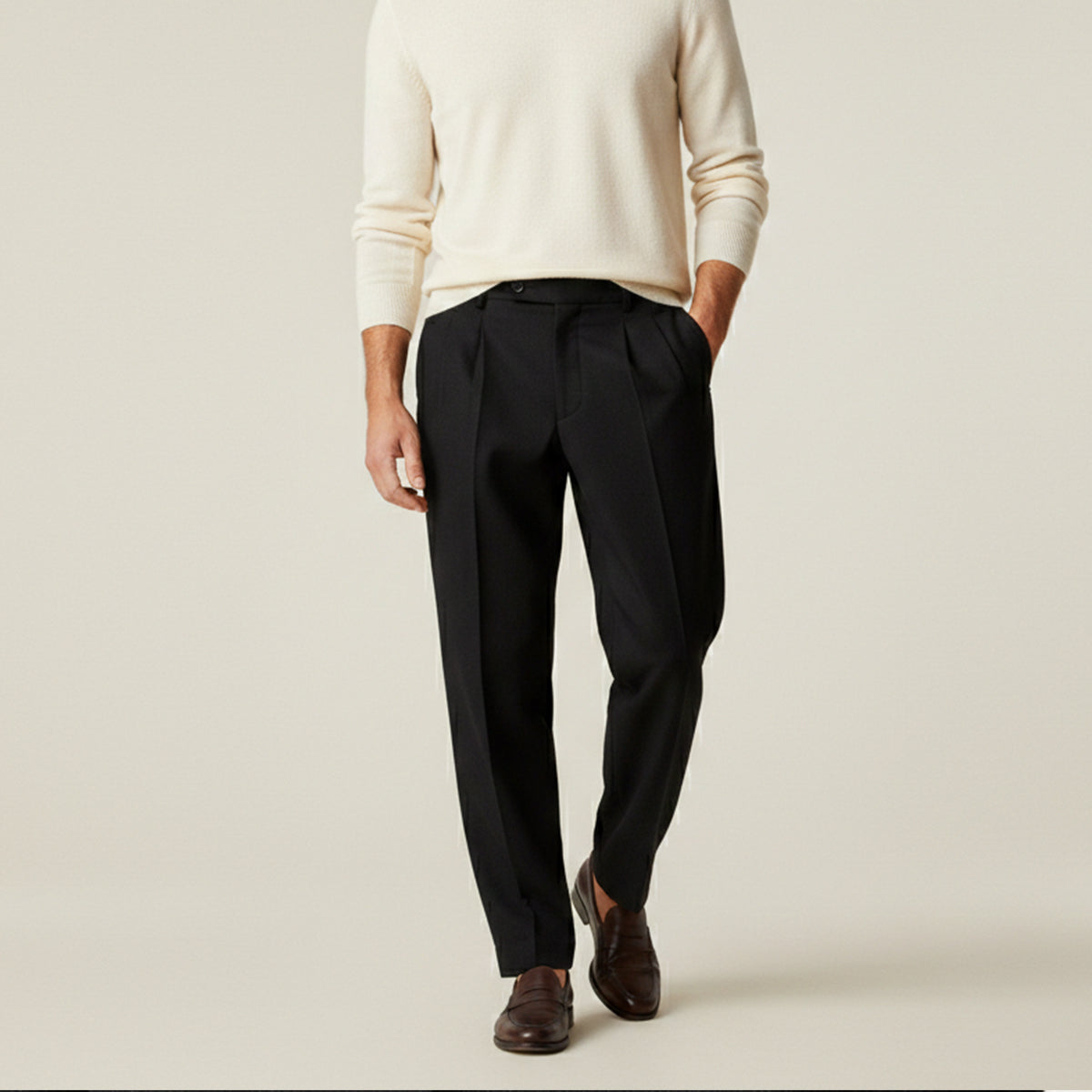 Sage | Men's Pleated Dress Pants Black