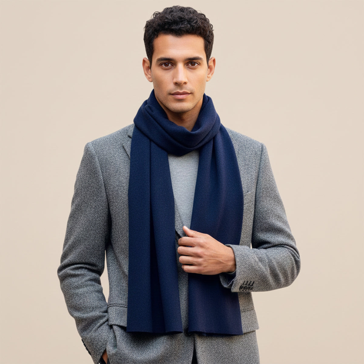 Axel | Men's Cashmere Merino Scarf Navy Blue