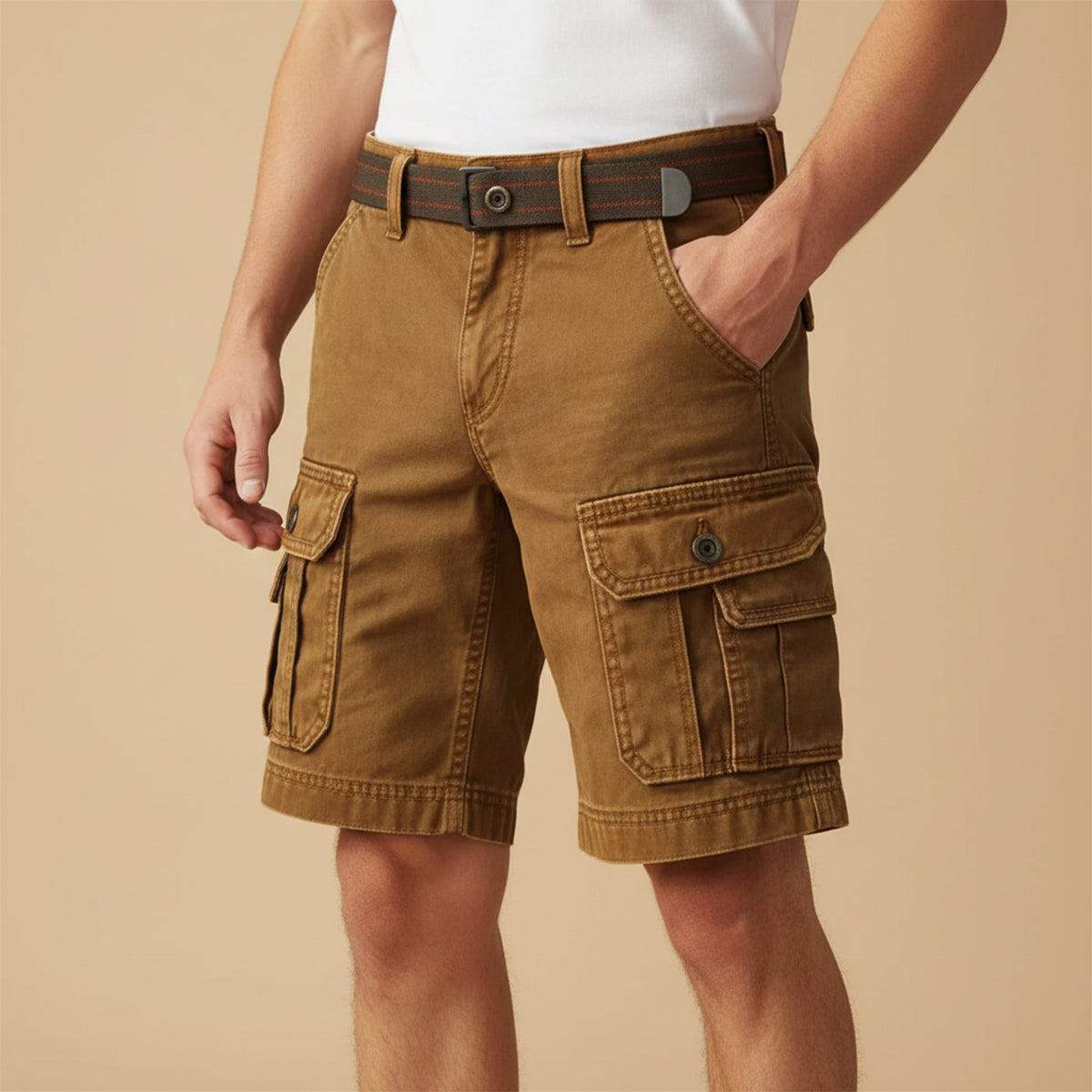 Axel | Men's Cargo Shorts Khaki Utility Pockets