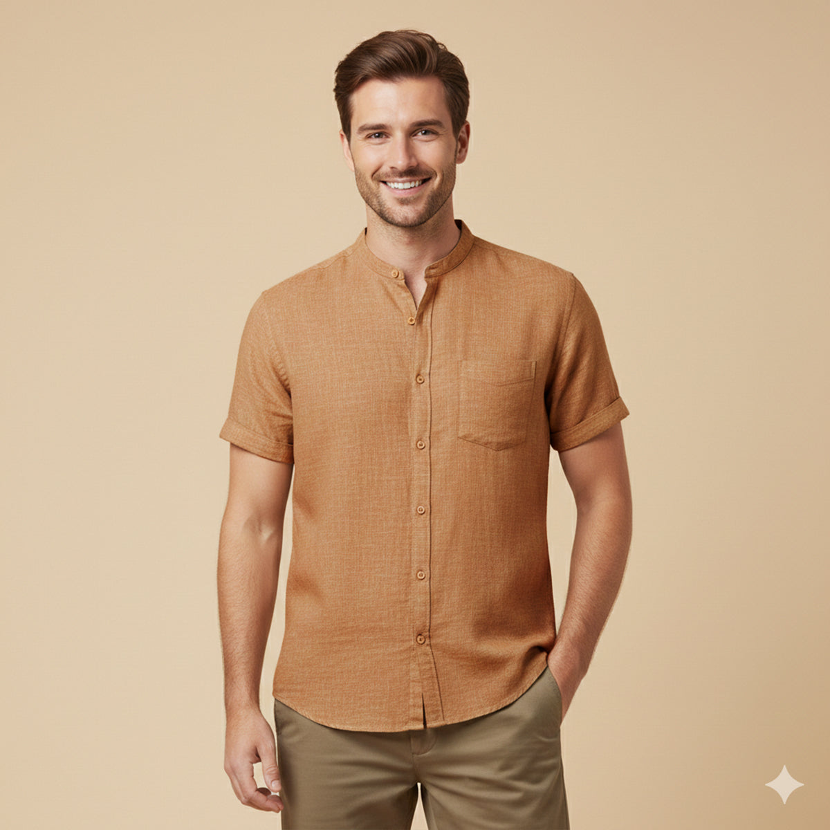 Jasper | Men's Short Sleeve Linen Button Up Shirt Sage Green