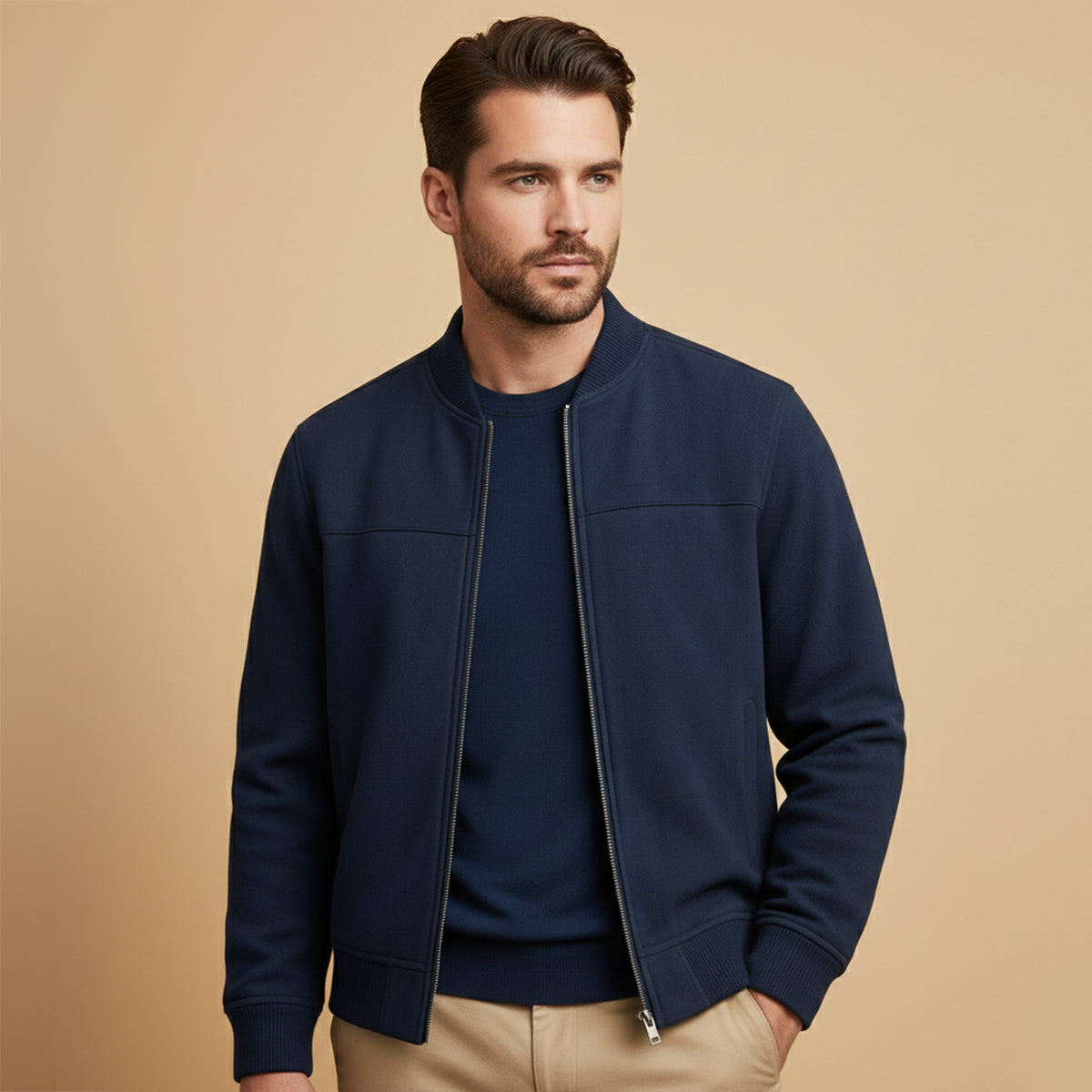 Wyatt | Men's Casual Zip Up Jacket Beige