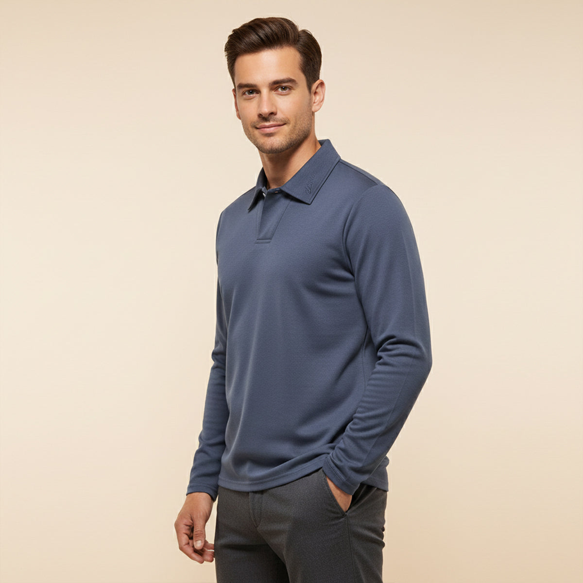 Axel | Men's Long Sleeve Polo Shirt Navy