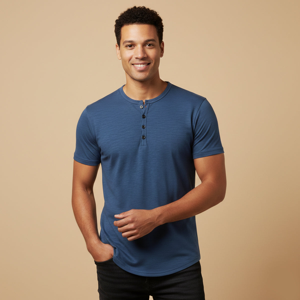 Eli | Men's Henley Shirt Sage Green Button Placket