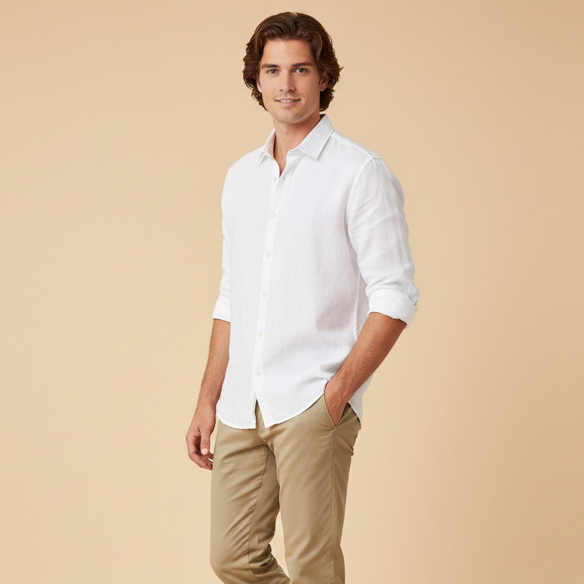 Ezra | Men's Casual Linen Button Up Shirt Olive Green