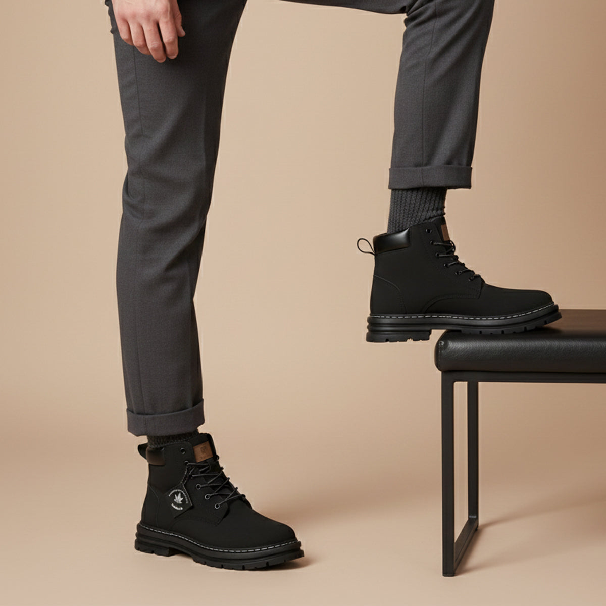 Beau | Men's Lace Up Work Boot Tan Platform Sole