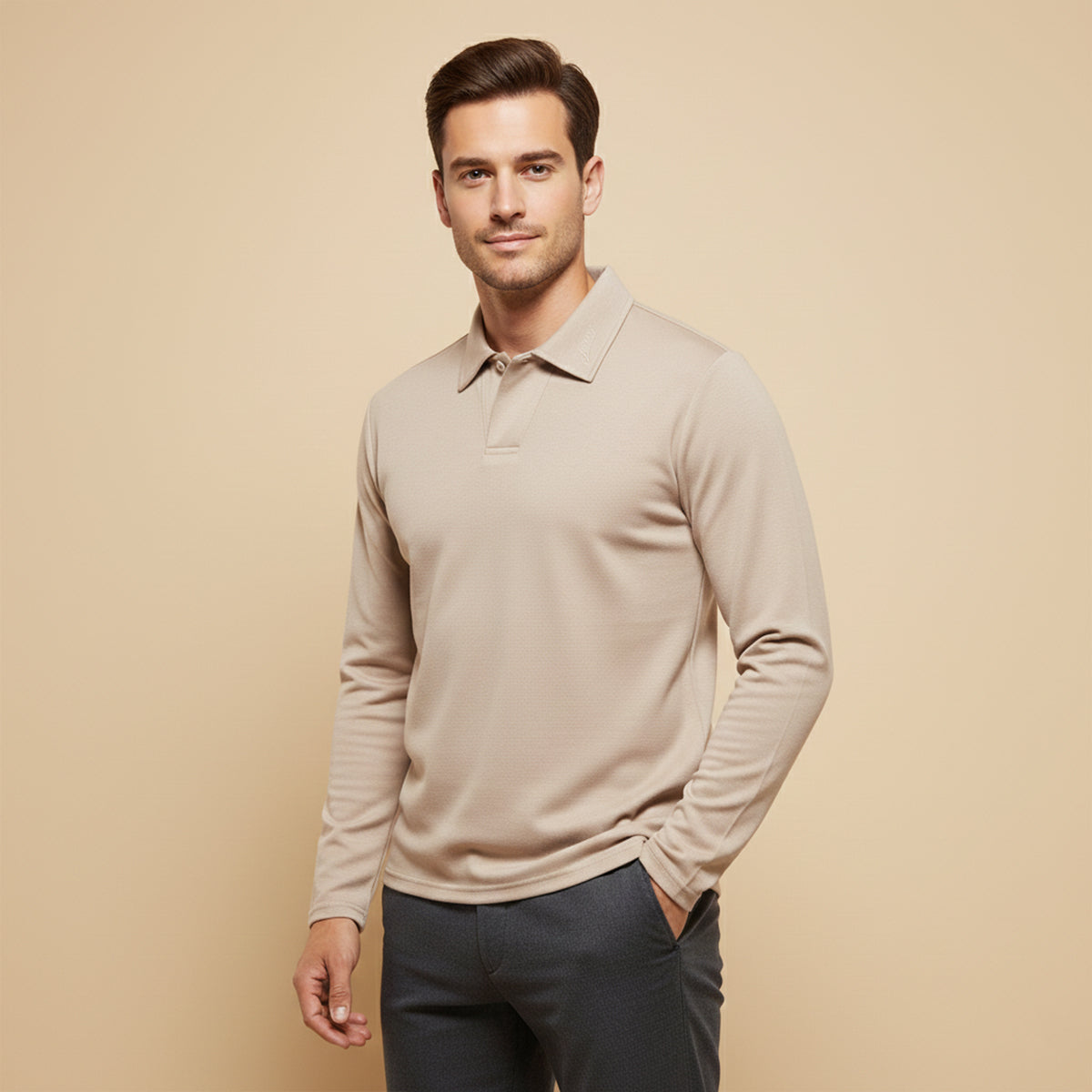 Axel | Men's Long Sleeve Polo Shirt Navy