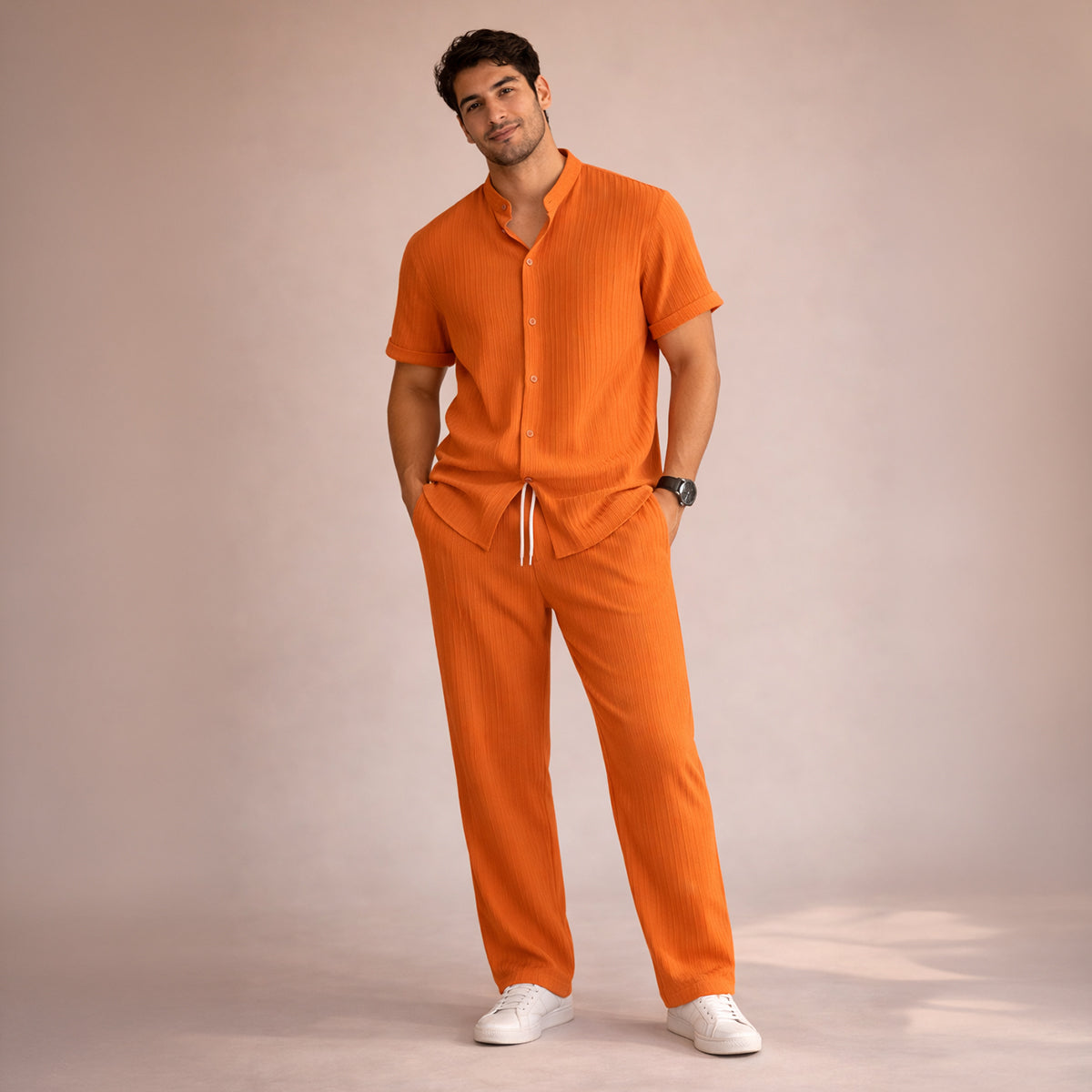 Rowan | Men's Casual Linen Shirt And Pants Set Mint Green