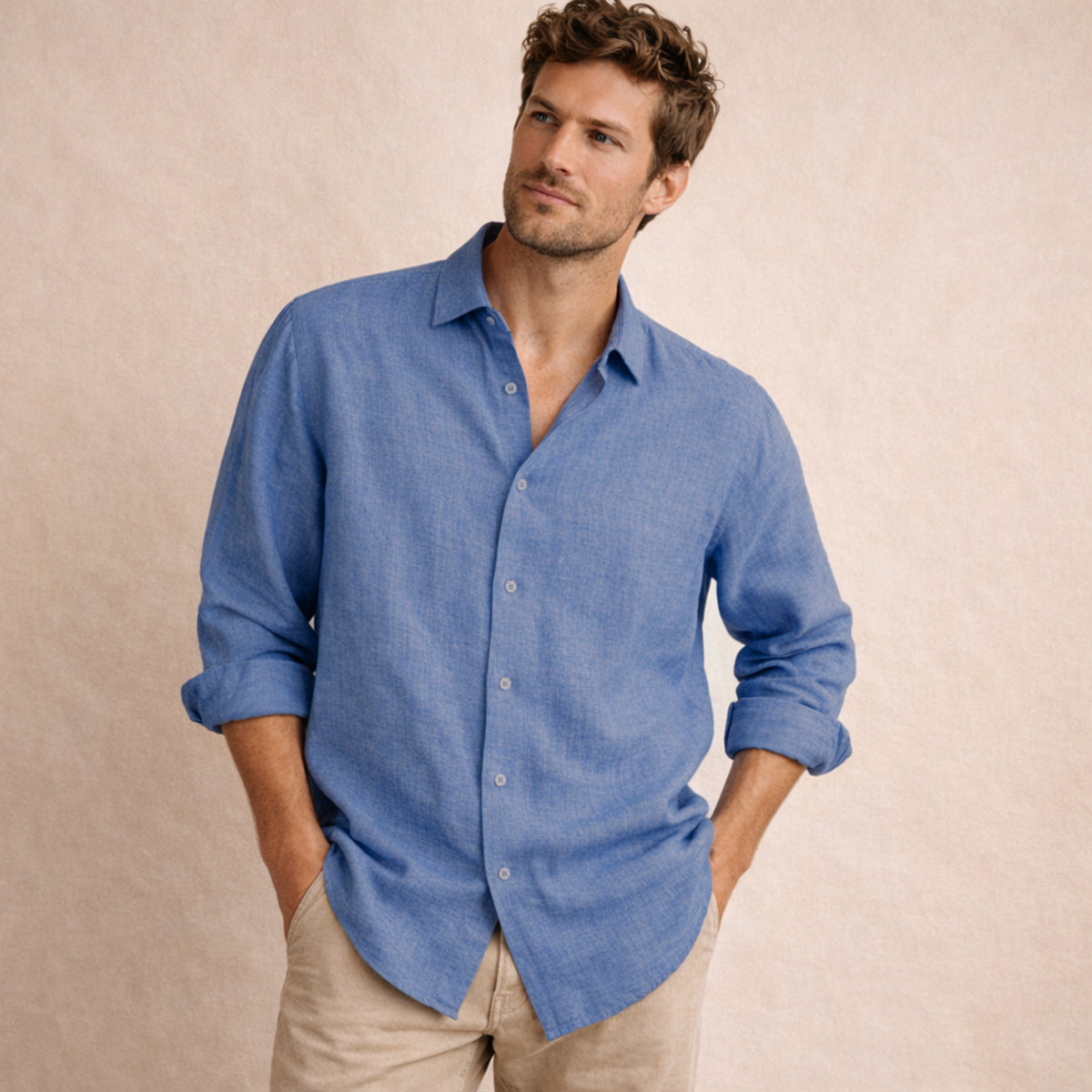 Sage | Men's Casual Linen Button Up Shirt Green Long Sleeve