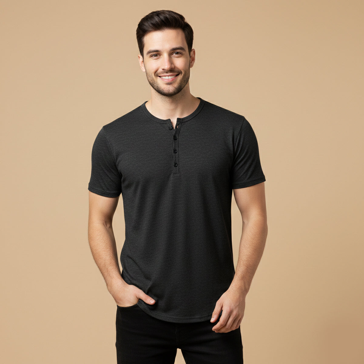 Eli | Men's Henley Shirt Sage Green Button Placket