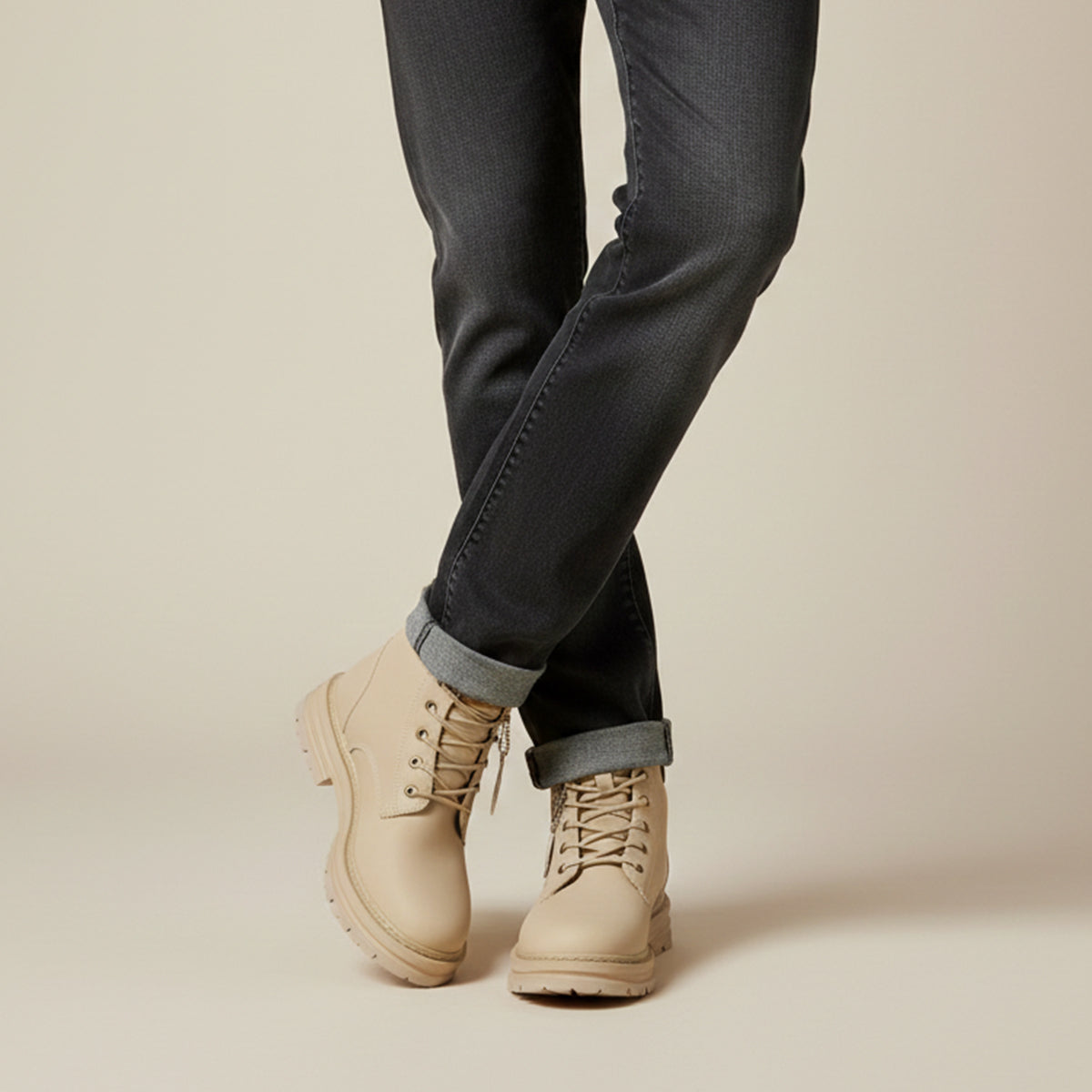 Beau | Men's Lace Up Work Boot Tan Platform Sole