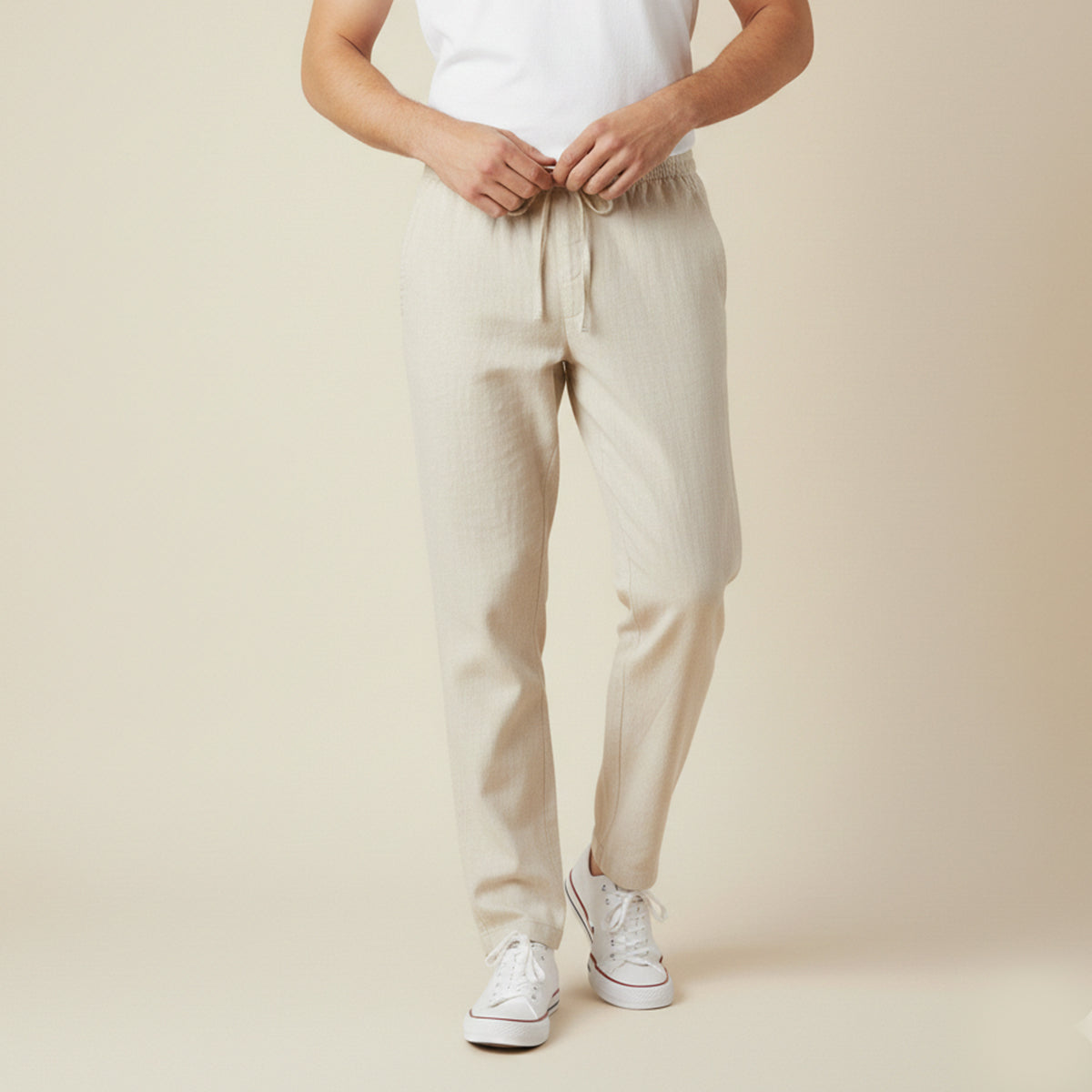 Beau | Men's Linen Pants Navy Drawstring Relaxed Fit