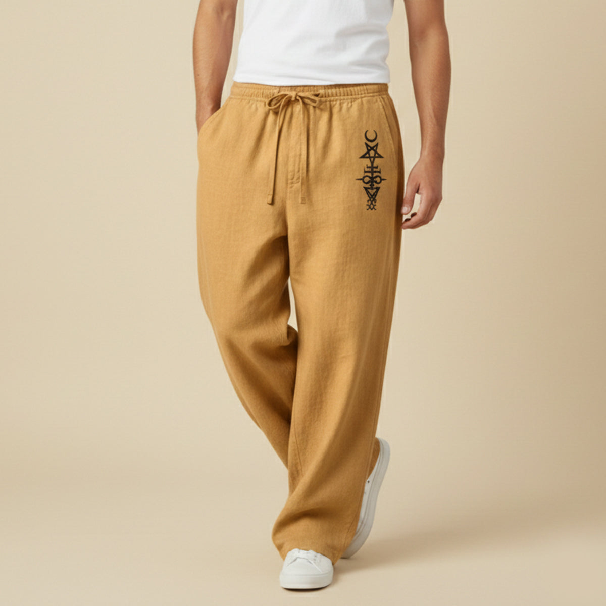 Sage | Men's Graphic Sweatpants Black Relaxed Fit