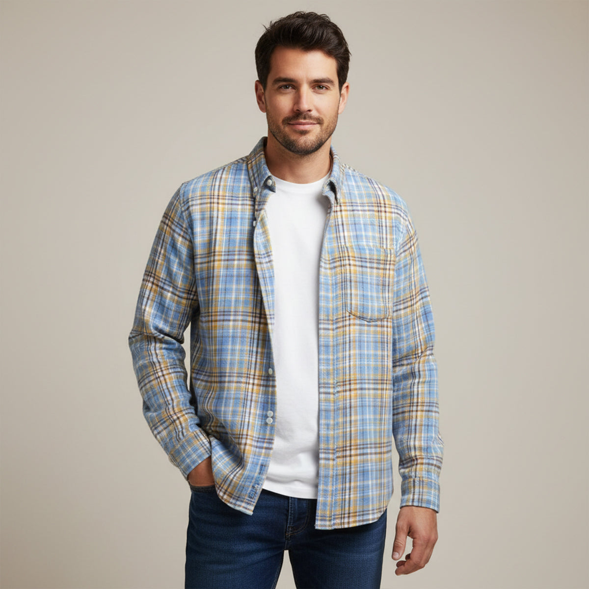 Ezra | Men's Oversized Flannel Shirt Black White Plaid