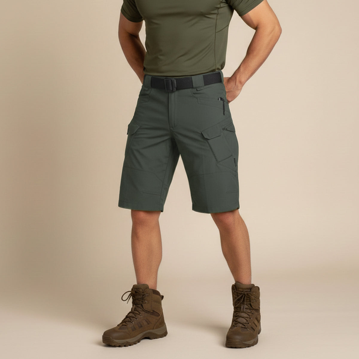 Sage | Men's Cargo Shorts Olive Khaki Utility Belt