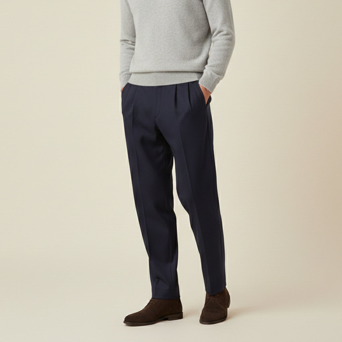 Lars | Men's Pleated Dress Pants Beige