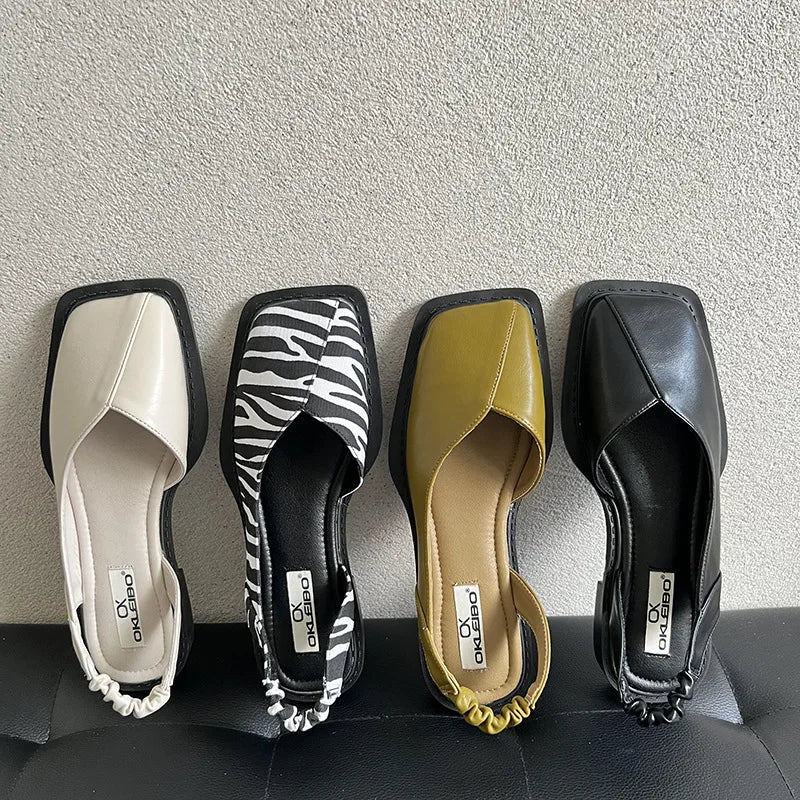 Esme | Women's Square Toe Slingback Flat Cream