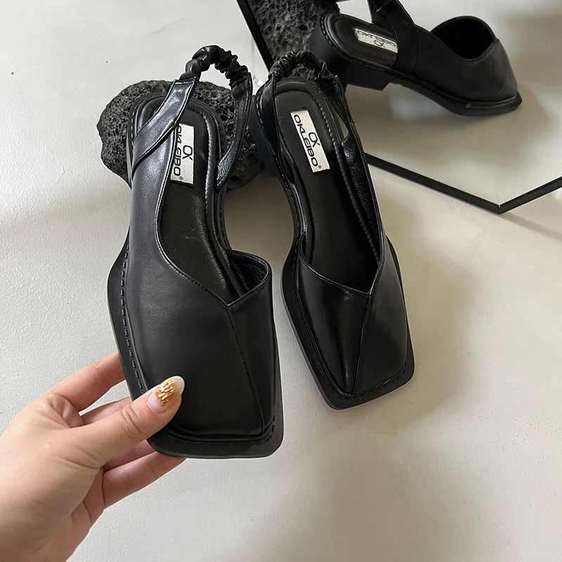 Esme | Women's Square Toe Slingback Flat Cream